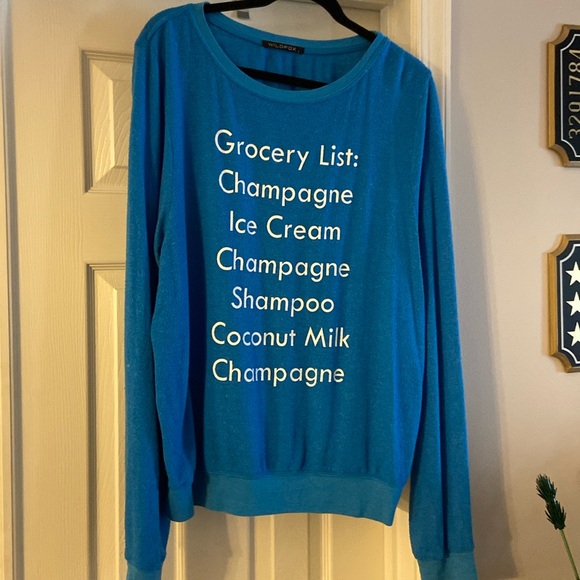 Wildfox Champagne / Grocery list blue sweatshirt - Picture 1 of 6